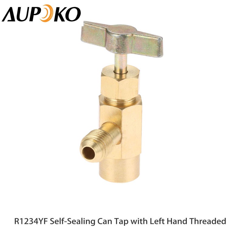 Aupoko R1234YF Self-Sealing Can Tap with Left Hand Threaded, 1/2â€™â€™ to 1/4â€™â€™ SAE Dispenser Valve AC Refrigerant Bottle Opener, Fits for R1234YF Automotive Air Conditioning Charging - Image 3